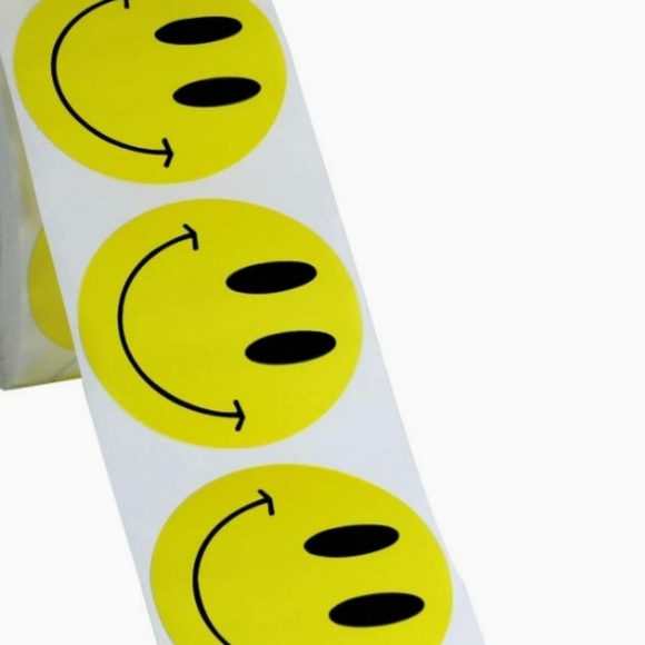 200 Yellow Happy Smiley Stickers 1" - Picture 4 of 8